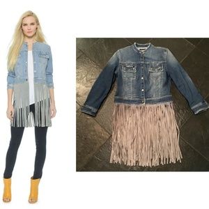 THEPERFEXT Molly & Leather Fringe Jean Jacket